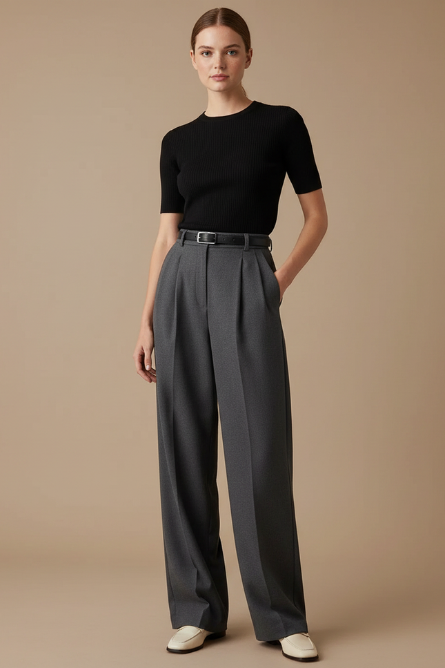 Pantalon Gris De Travail - Laine