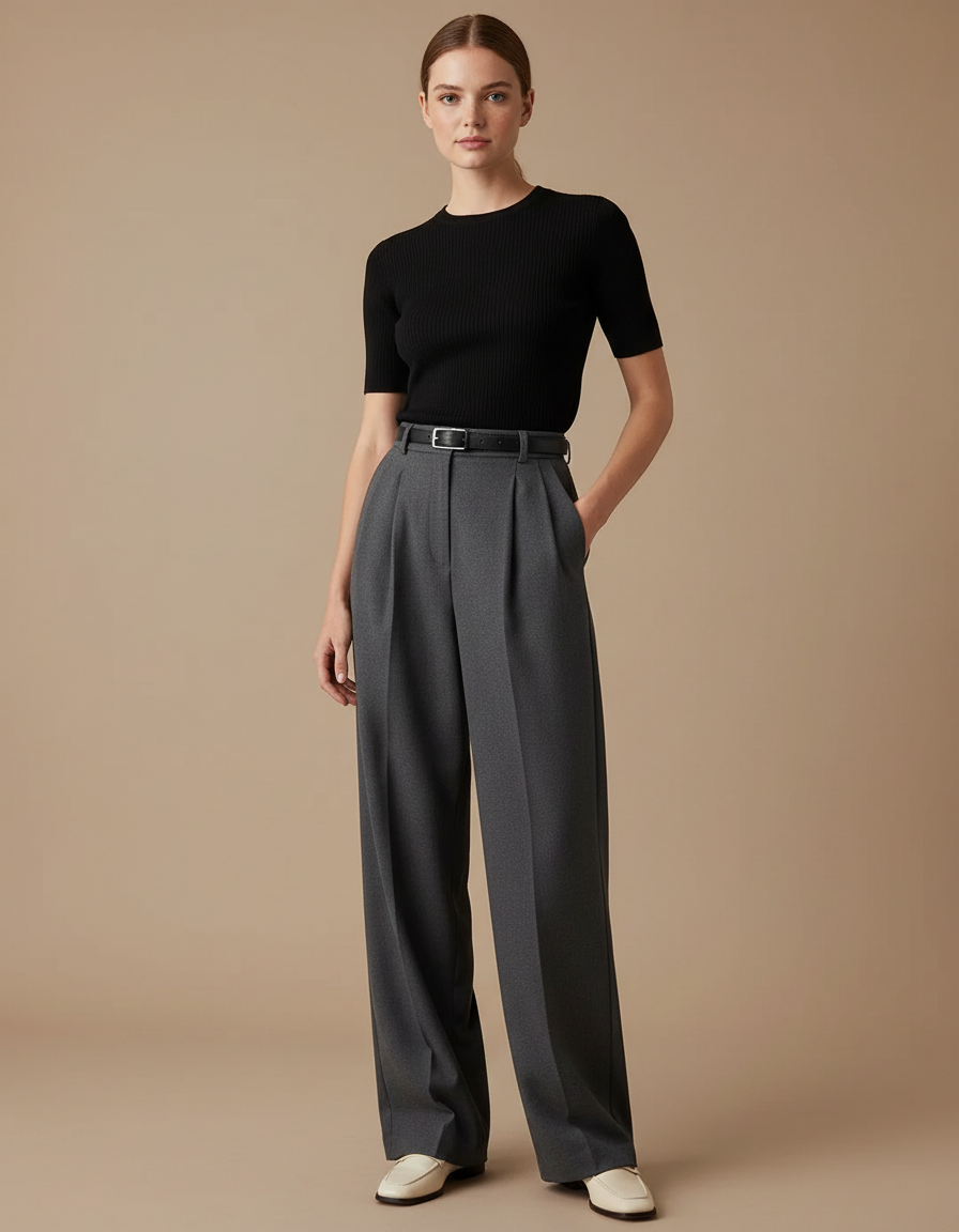 Pantalon Gris De Travail - Laine