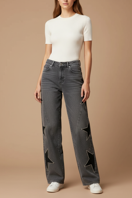 Pantalon Gris Strass - Jean