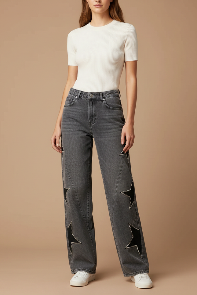 Pantalon Gris Strass - Jean
