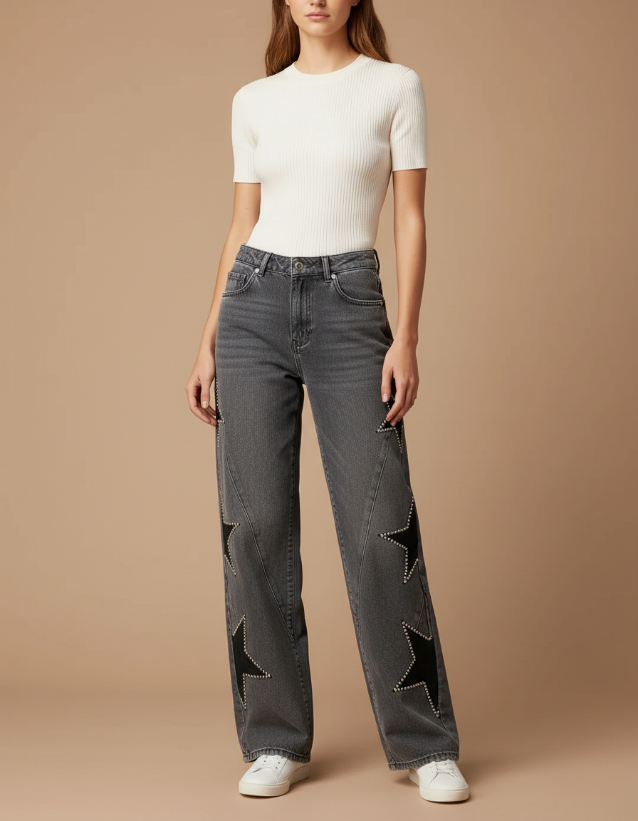 Pantalon Gris Strass - Jean