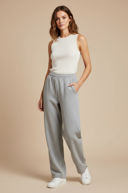 Pantalon Jogging Gris Chiné Femme - Molleton