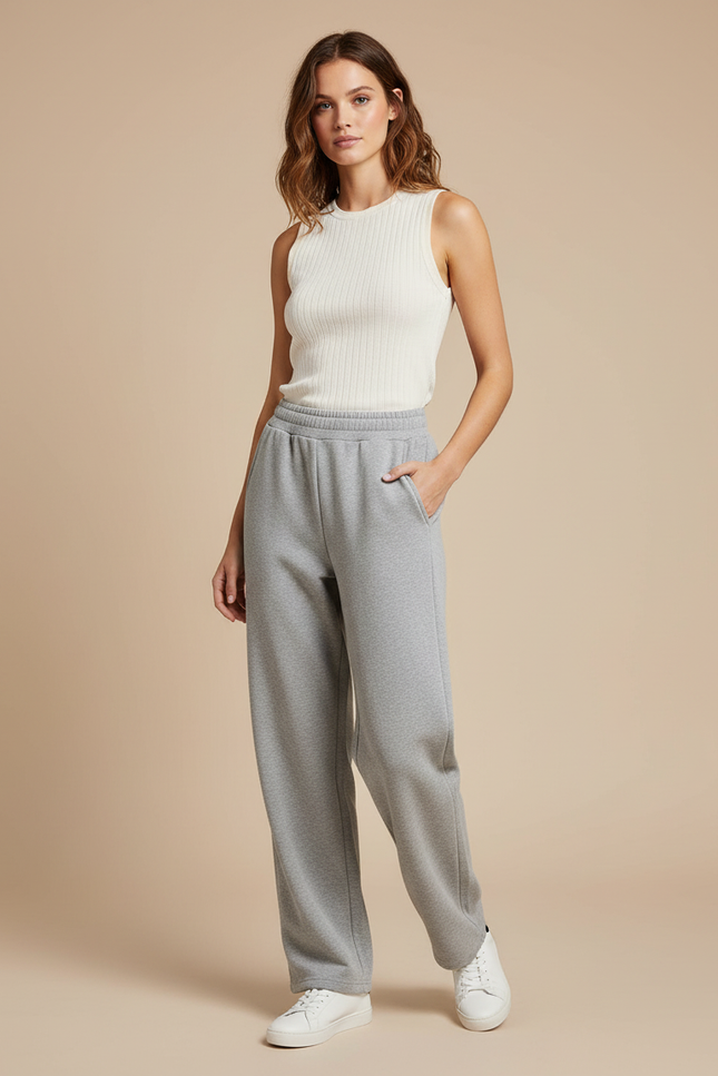 Pantalon Jogging Gris Chiné Femme - Molleton
