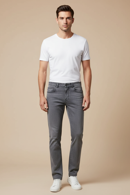 Pantalon Gris Jean Homme Slim Décontracté