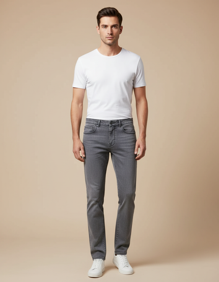 Pantalon Gris Jean Homme Slim Décontracté