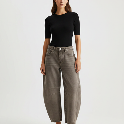 Pantalon Gris Baggy Denim Décontracté Femme - Jean