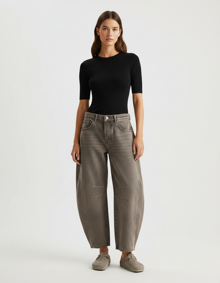 Pantalon Gris Baggy Denim Décontracté Femme - Jean