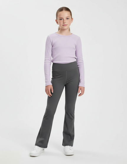 Pantalon Gris Évasé Taille Haute Confortable Fille - Polyester