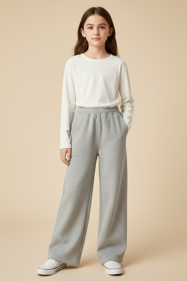 Pantalon Gris Molletonné Ample Sport Fille