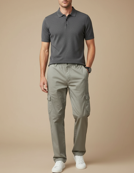 Pantalon Gris Cargo Coton Décontracté Homme - Kaki