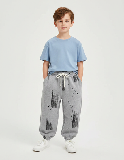 Pantalon Gris Molletonné Imprimé Graffiti Enfant