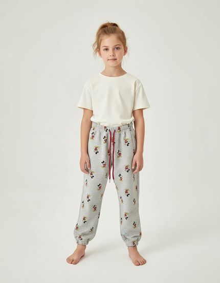 Pantalon Gris Molletonné Imprimé Mickey Enfant Décontracté Sport