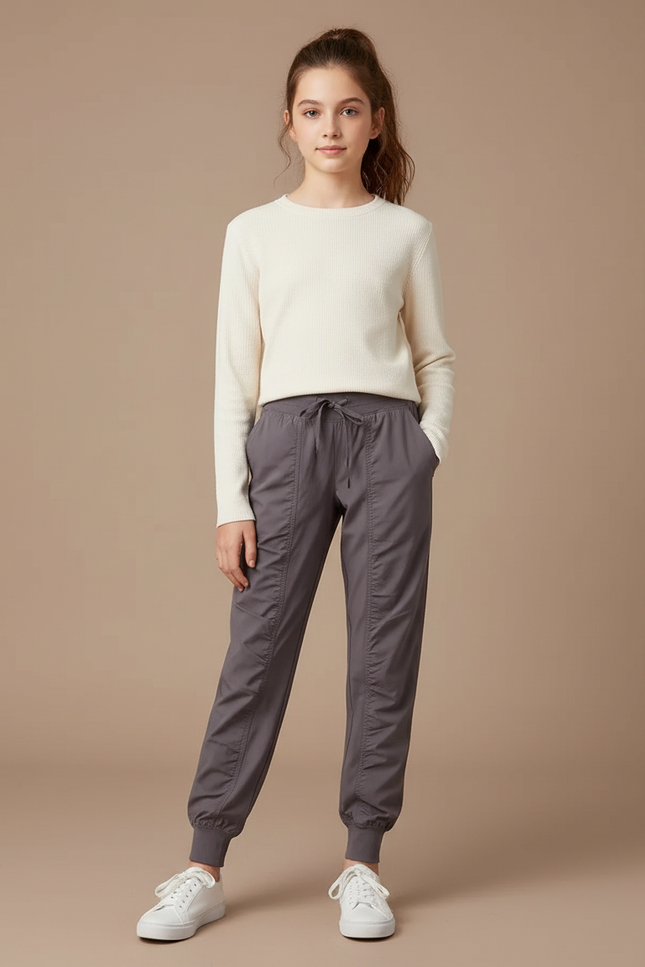 Pantalon Gris Jogger Sport Décontracté Fille - Polyester