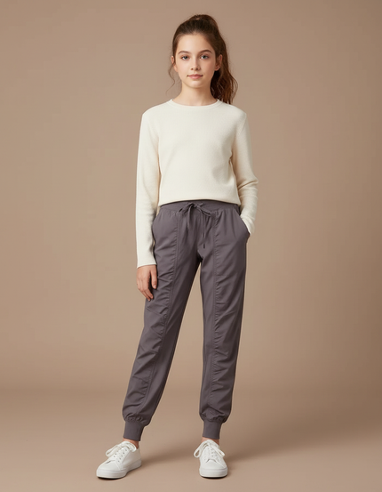 Pantalon Gris Jogger Sport Décontracté Fille - Polyester