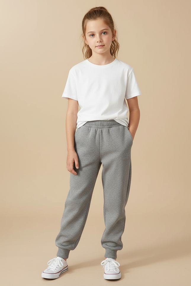 Pantalon Gris Molletonné Enfant Décontracté Confortable