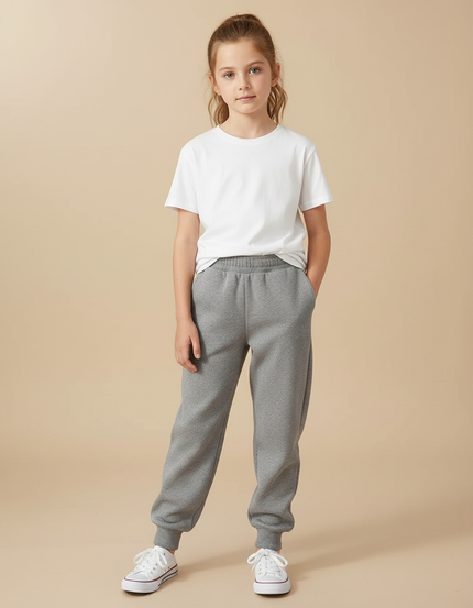 Pantalon Gris Molletonné Enfant Décontracté Confortable