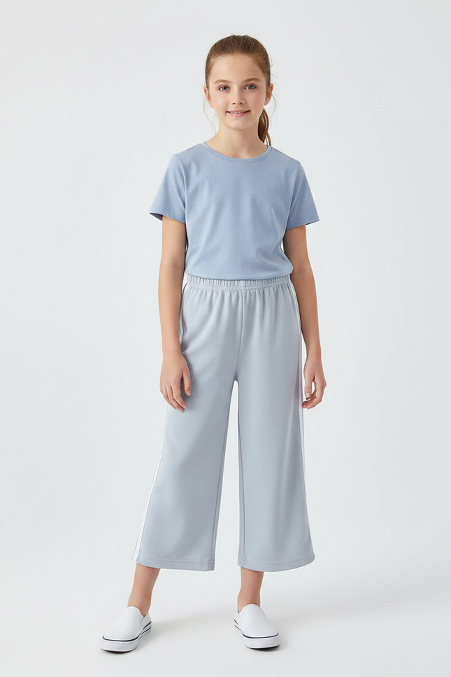 Pantalon Gris Ample Décontracté Confortable Fille - Maille