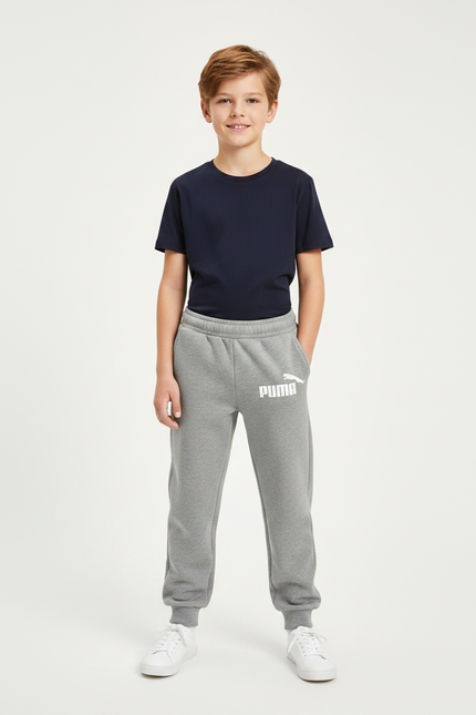 Pantalon Gris Molletonné Logo Enfant Décontracté Sport