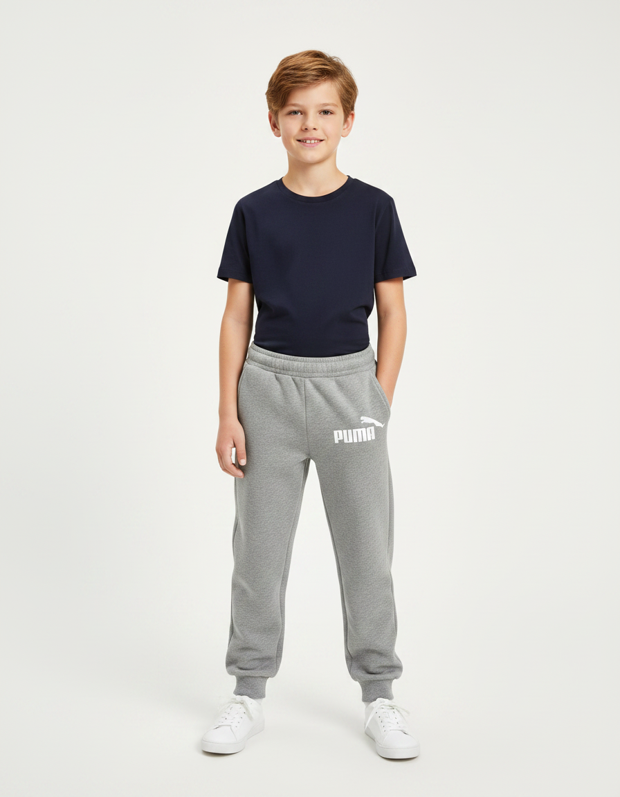 Pantalon Gris Molletonné Logo Enfant Décontracté Sport