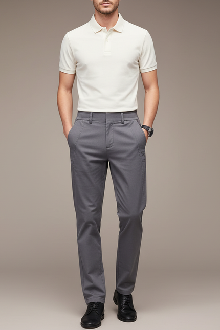 Pantalon Gris Slim Lyocell Élastique Décontracté Homme - Gabardine