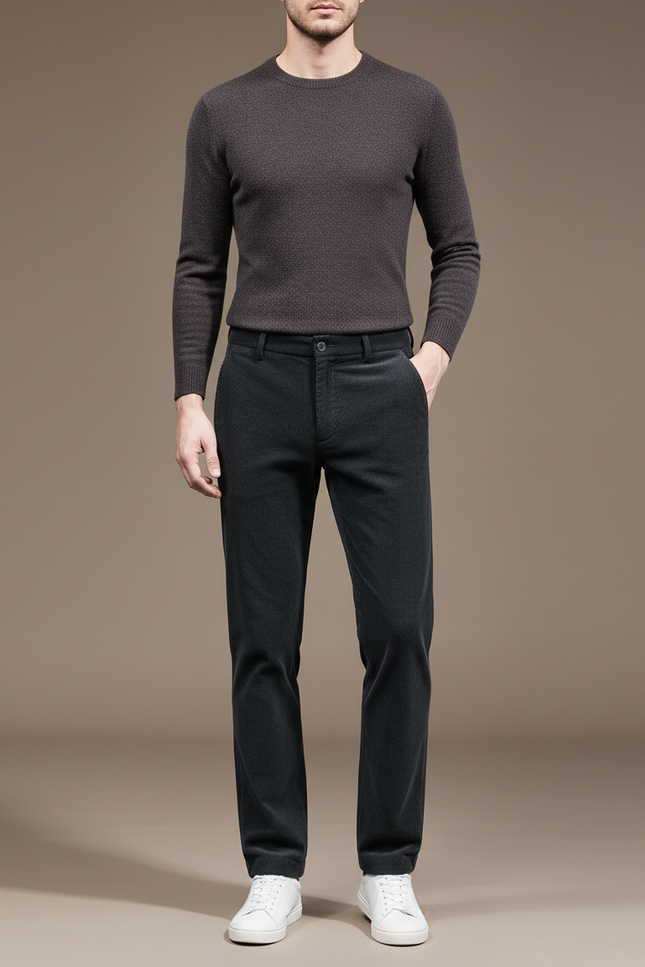 Pantalon Gris Côtelé Confortable Décontracté Homme - Cordé