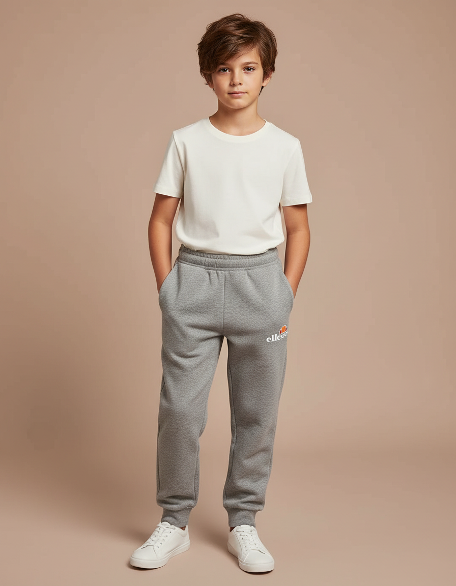 Pantalon Gris Molletonné Jogging Enfant Logo