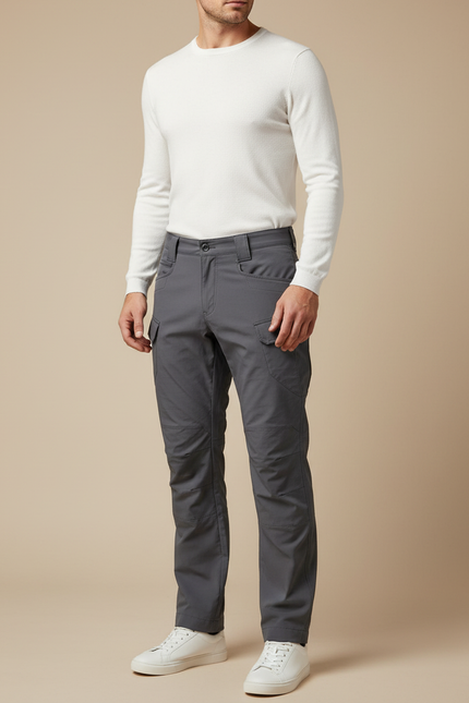 Pantalon Gris Cargo Droit Tactique Homme - Polyester