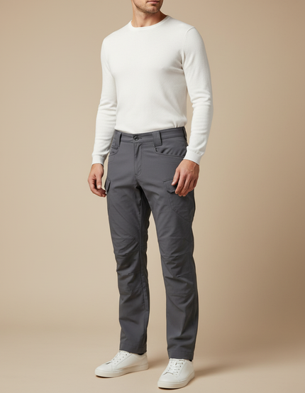 Pantalon Gris Cargo Droit Tactique Homme - Polyester