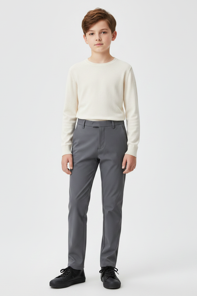 Pantalon Gris Slim Extensible Classique Garçon - Polyester