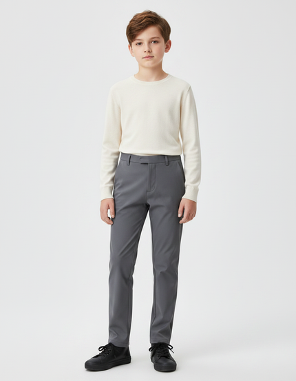 Pantalon Gris Slim Extensible Classique Garçon - Polyester