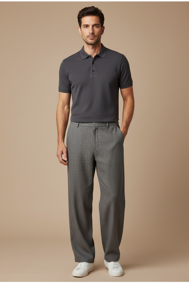 Pantalon Gris Laine Homme