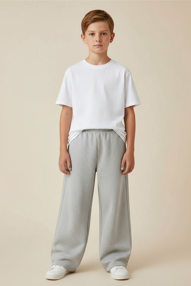 Pantalon Gris Ample Droit Décontracté Enfant - Molleton