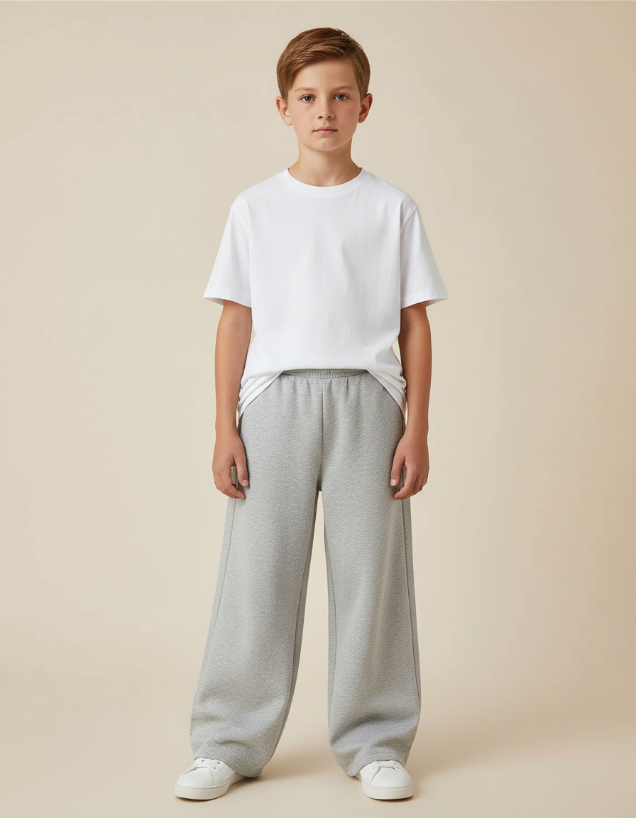 Pantalon Gris Ample Droit Décontracté Enfant - Molleton