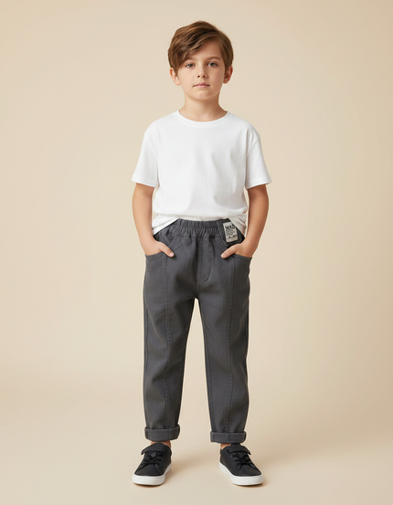 Pantalon Gris Décontracté Garçon Coton Élastique