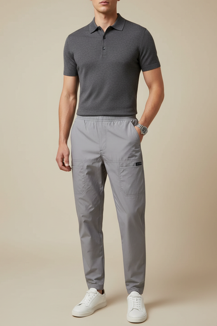 Pantalon Gris Cargo Léger Décontracté Homme Cordon - Polyester