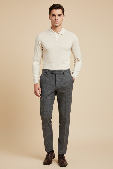 Pantalon Tweed Homme Gris