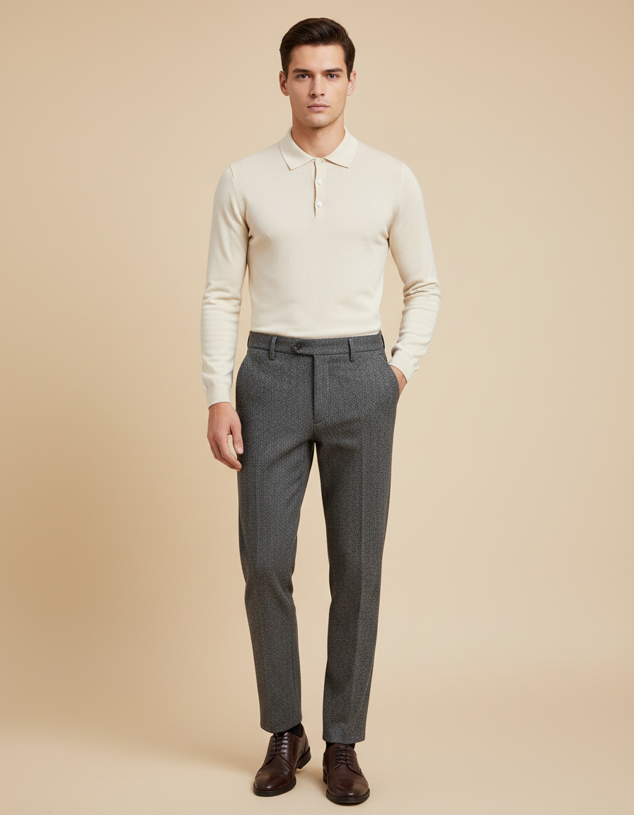 Pantalon Tweed Homme Gris