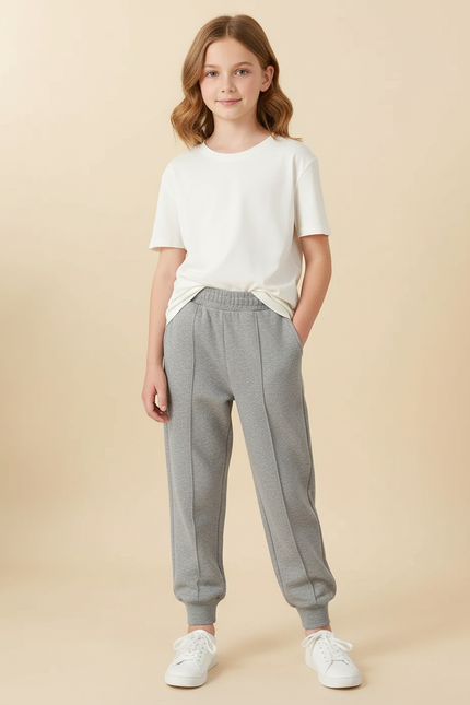 Pantalon Gris Jogging Molletonné Enfant Décontracté Confortable