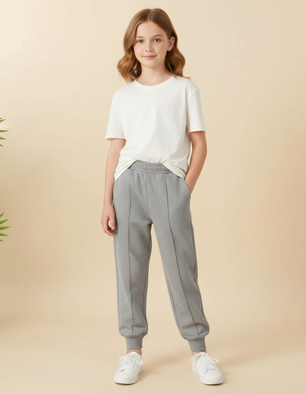 Pantalon Gris Jogging Molletonné Enfant Décontracté Confortable