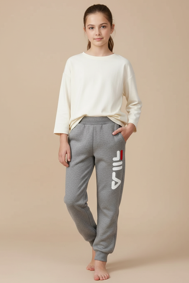 Pantalon Gris Molletonné Fila Enfant Décontracté Sport