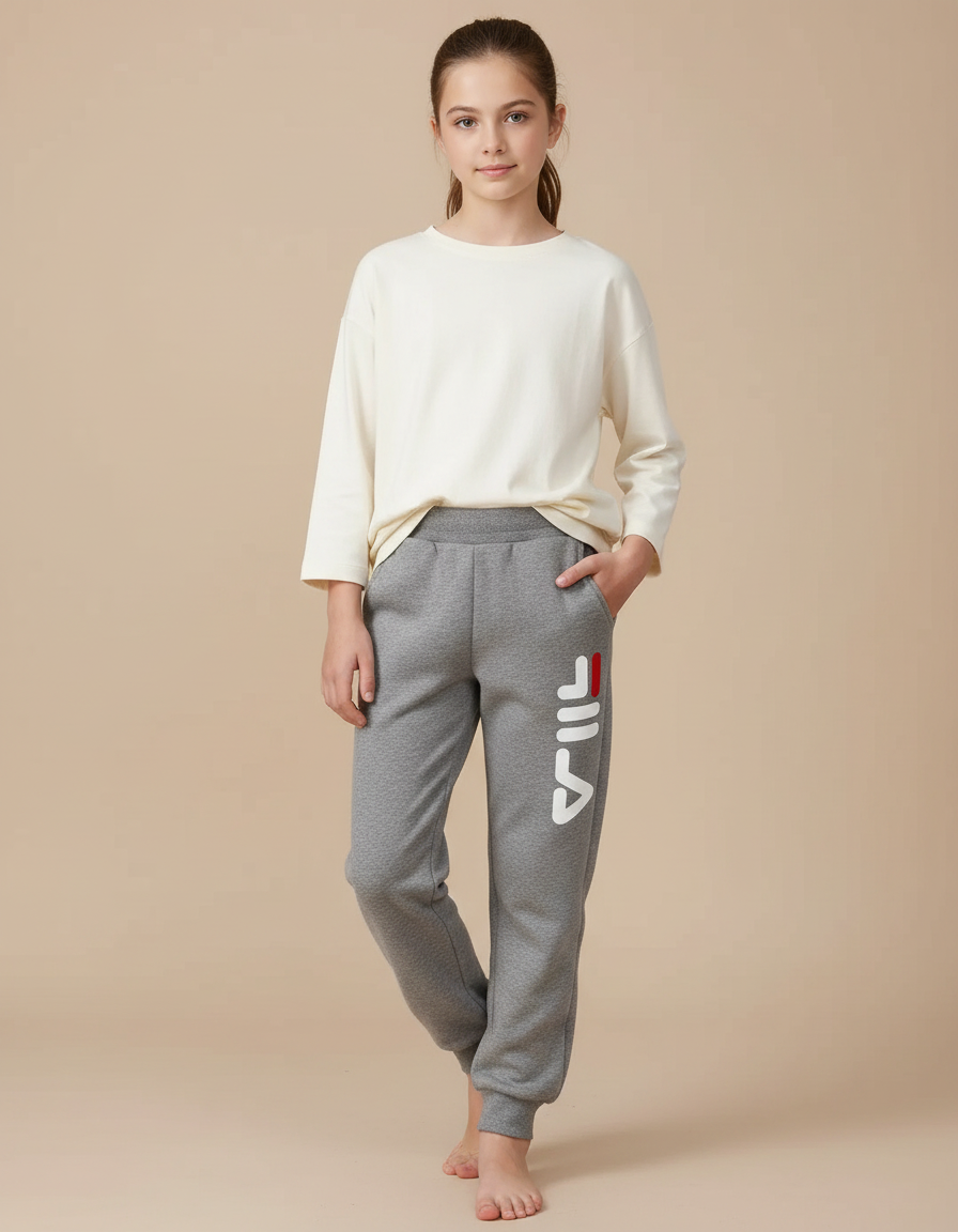 Pantalon Gris Molletonné Fila Enfant Décontracté Sport