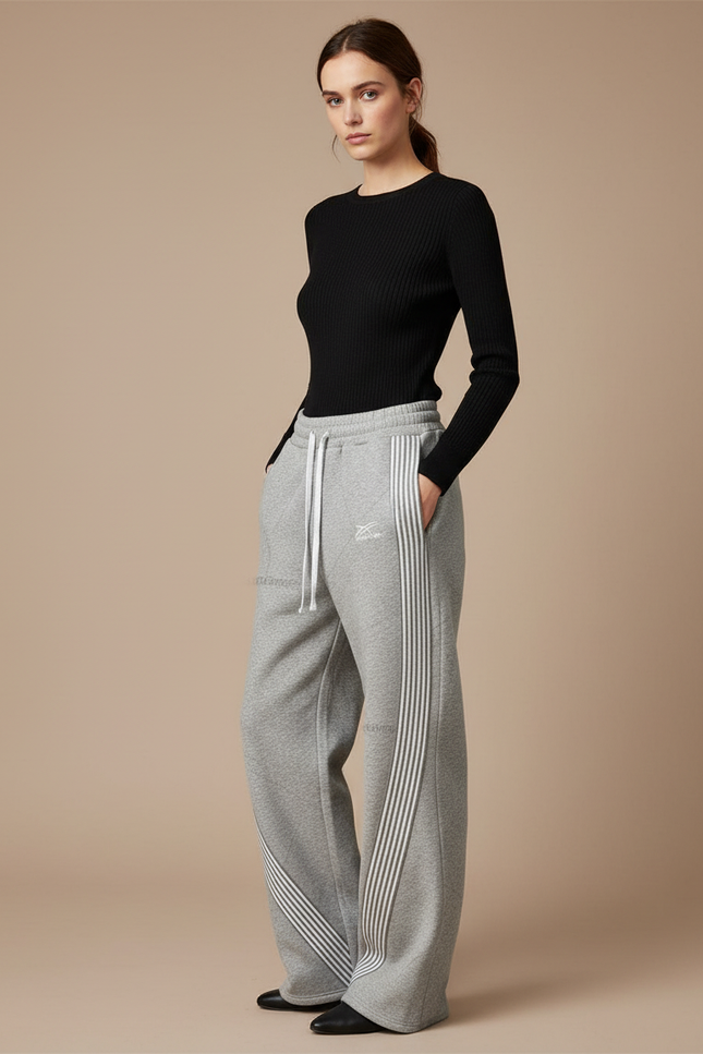Pantalon Gris Rayé Femme - Molleton