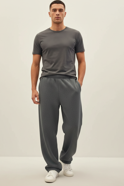 Pantalon Gris Sport Ample Décontracté Homme - Molleton