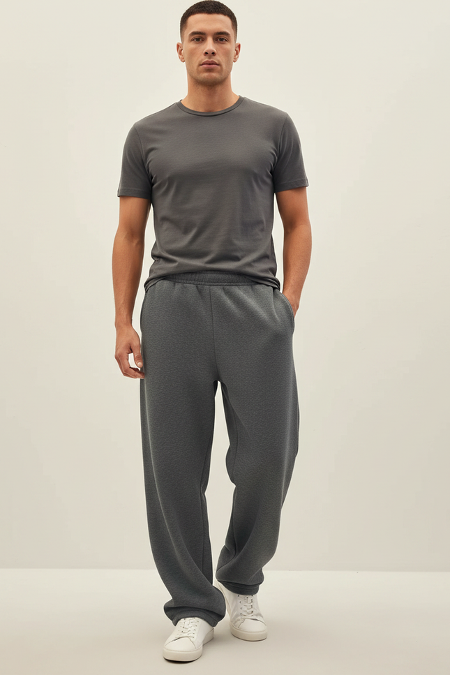 Pantalon Gris Sport Ample Décontracté Homme - Molleton