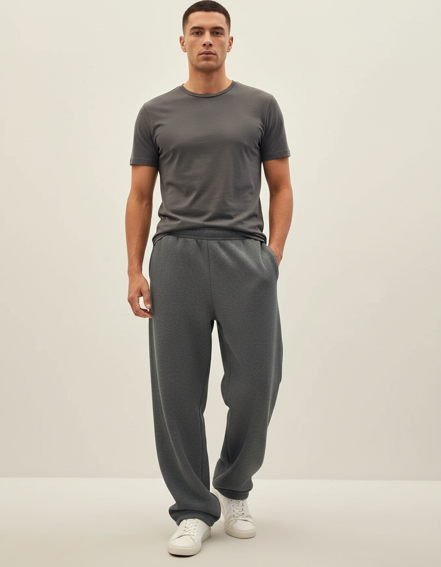 Pantalon Gris Sport Ample Décontracté Homme - Molleton