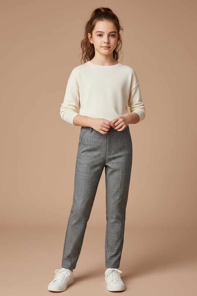 Pantalon Gris Prince De Galles - Laine