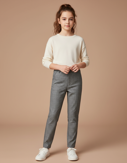 Pantalon Gris Prince De Galles - Laine