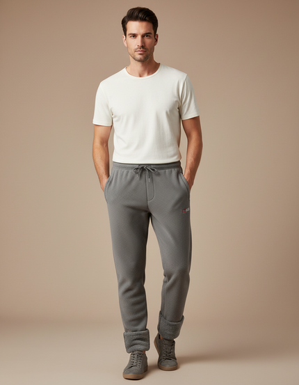 Pantalon Gris Molletonné Confortable Décontracté Chaud Homme