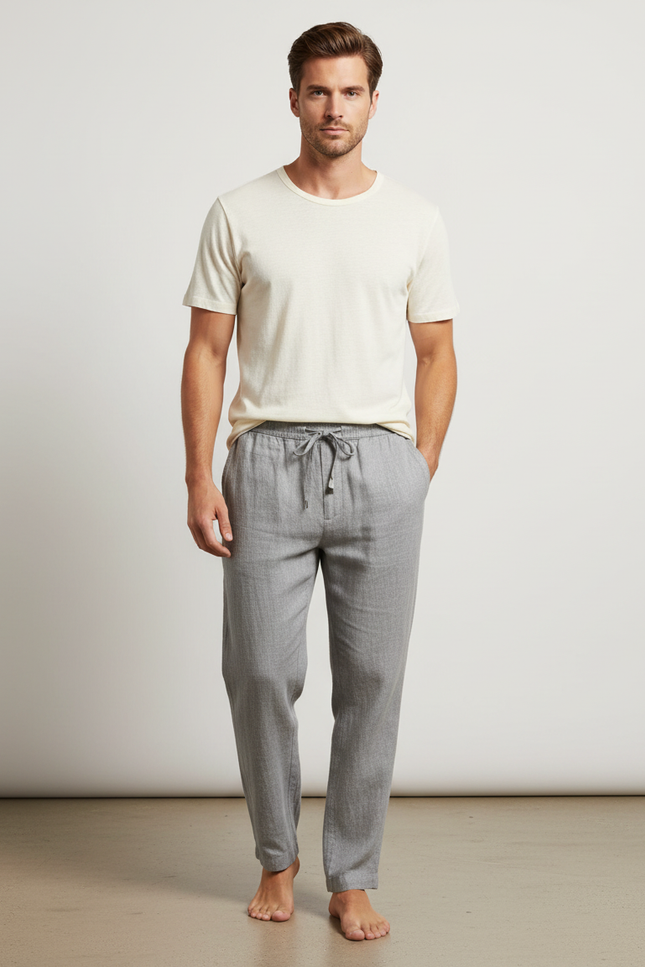 Pantalon Flanelle Homme Gris Clair - Laine