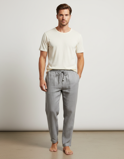 Pantalon Flanelle Homme Gris Clair - Laine